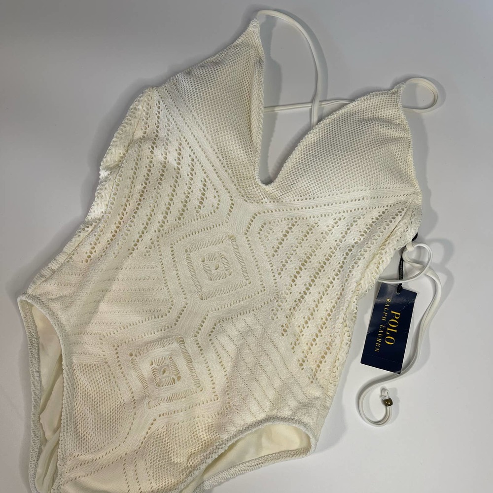 Polo Ralph Lauren Sahara Crochet Plunge X-Back Swim One-Piece Size S NWT - Picture 3 of 9